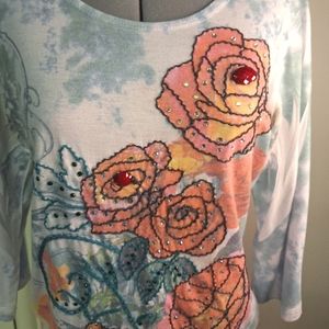 Spy Zone Green/Rose Embellished Top. Size L